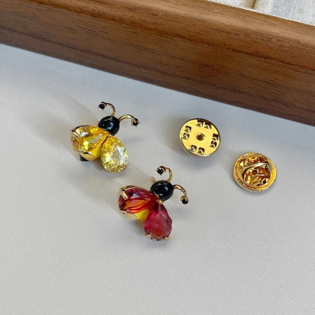 Broche Abeille en Cristal Dorée & Argentée | 1001abeilles