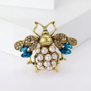 Broche Reine Abeille | Élégante Broche Abeille Perles & Strass