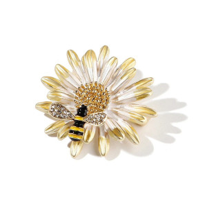 Broche Abeille Marguerite Dorée | Bijou Abeille Élégant
