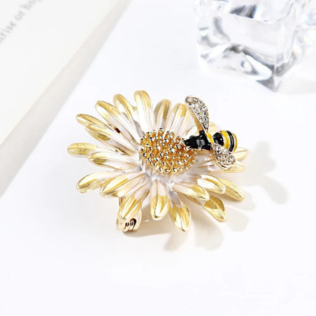 Broche Abeille Marguerite Dorée | Bijou Abeille Élégant
