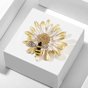 Broche Abeille Marguerite Dorée | Bijou Abeille Élégant