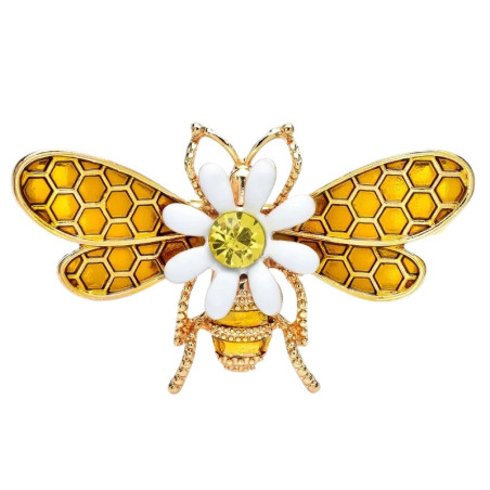 Honey Bee & Daisy Brooch Pin | Cute Bee Jewelry Gift for Women