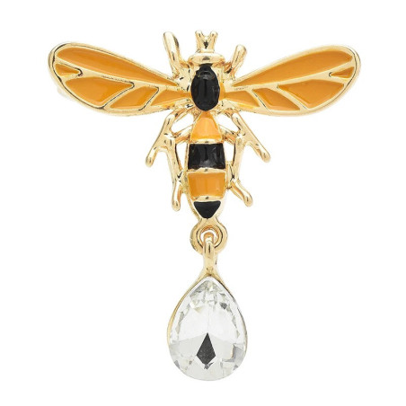 Crystal Drop Bee Brooch | Elegant Bee Pin Jewelry Gift