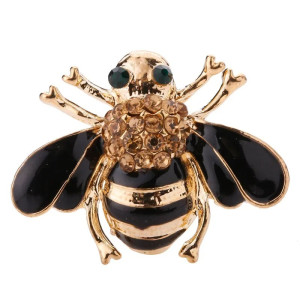 Midnight Chic Bee Brooch - Elegant Black & Gold Bee Pin