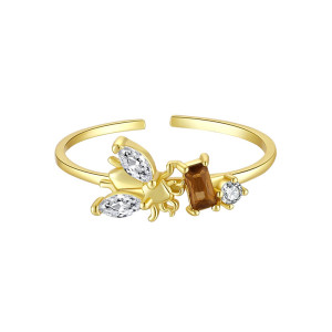 Precious Nectar Bee Ring - 925 Sterling Silver & Gold