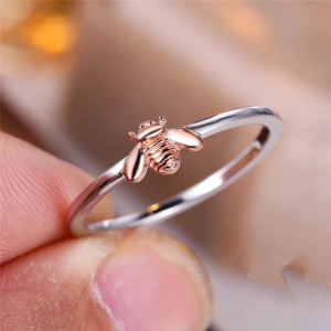 Rose Gold Forager Bee Ring | Cute 925 Silver Bee Jewelry