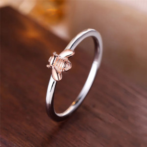 Rose Gold Forager Bee Ring | Cute 925 Silver Bee Jewelry