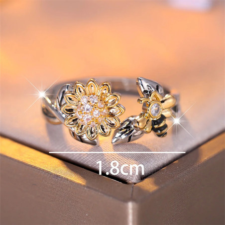 Cute Bee Ring 'Sunshine Forager' | Adjustable CZ Jewelry Gift