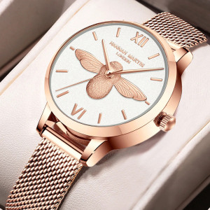 Elegant Bee Watch for Women | Rose Gold Stainless Steel
