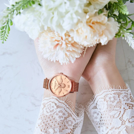 Elegant Bee Watch for Women | Rose Gold Stainless Steel