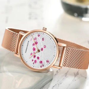 Cherry Blossom Watch | Cute Floral Bee Jewelry Gift for Her