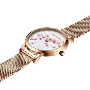 Cherry Blossom Watch | Cute Floral Bee Jewelry Gift for Her