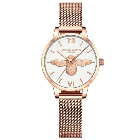 Elegant Pearl Bee Watch | Unique Stainless Steel Bee Jewelry