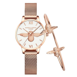 Pearl Elegance Bee Watch & Bangle Set | Unique Bee Jewelry