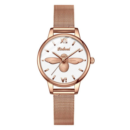 Elegant White Bee Watch | Unique Bee Jewelry Gift for Women