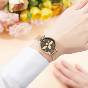 'Golden Emerald' Bee Watch | Nature-Inspired Jewelry for Women