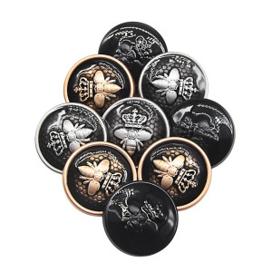Unique Crowned Bee Buttons - Set of 10 | Vintage Sewing Gift