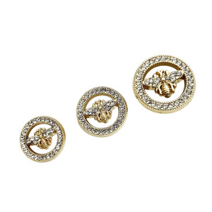 Sparkling Crystal Bee Buttons - Set of 10 | 3 Sizes & Colors