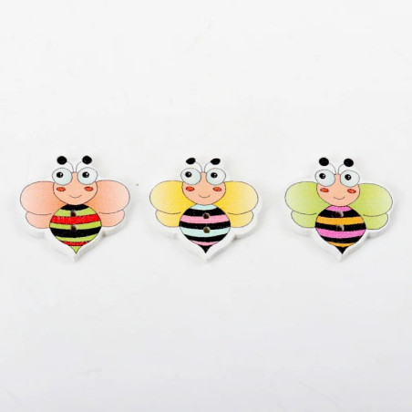 Cute Wooden Bee Buttons for Sewing & Crafts | Happy Stripes