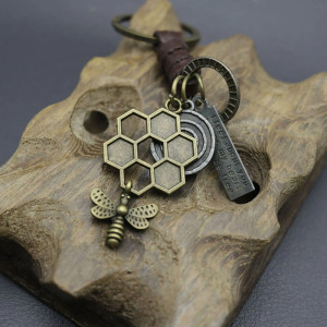 Vintage Bee Keychain | Honeycomb & Bee Charm | Unique Gift Idea