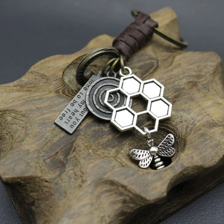 Vintage Bee Keychain | Honeycomb & Bee Charm | Unique Gift Idea