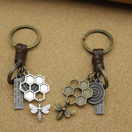 Vintage Bee Keychain | Honeycomb & Bee Charm | Unique Gift Idea