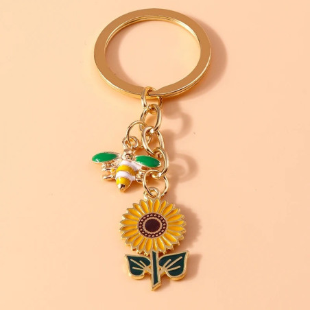 Cute Bee & Sunflower Keychain | Unique Gift for Bee Lovers