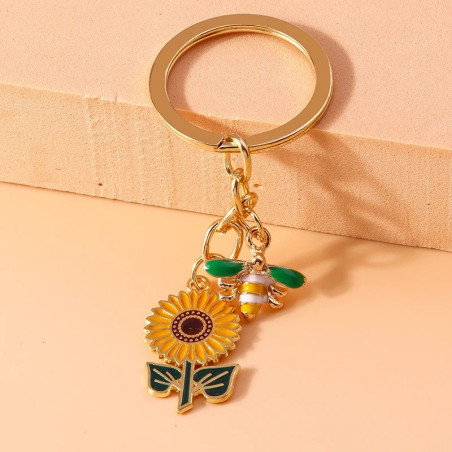 Cute Bee & Sunflower Keychain | Unique Gift for Bee Lovers