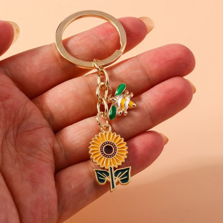 Cute Bee & Sunflower Keychain | Unique Gift for Bee Lovers