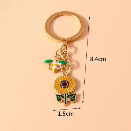 Cute Bee & Sunflower Keychain | Unique Gift for Bee Lovers