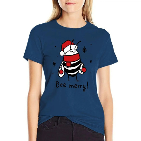 Bee Merry Christmas T-Shirt | Cute Funny Bee Tee for Women