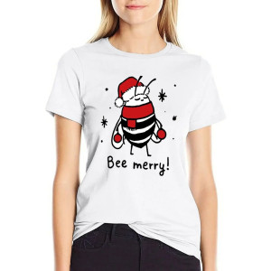 Bee Merry Christmas T-Shirt | Cute Funny Bee Tee for Women