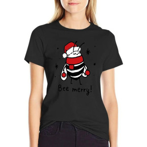 Bee Merry Christmas T-Shirt | Cute Funny Bee Tee for Women