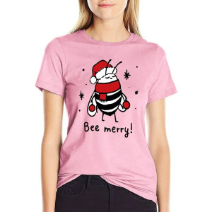 Bee Merry Christmas T-Shirt | Cute Funny Bee Tee for Women