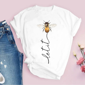 T-shirt Abeille Femme “Let It Bee” - Tee-shirt Coton Original