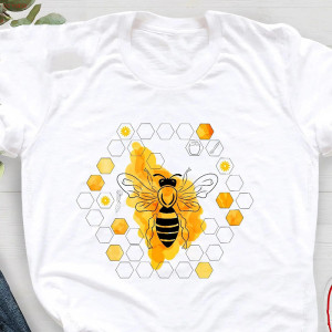 Honeycomb Bee T-Shirt | Cute Graphic Tee for Women in Cotton