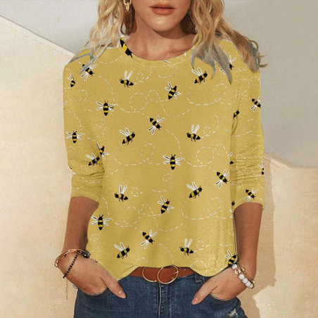 Women's "Spring Dance" Long Sleeve Bee T-Shirt | Cute Bee Tee