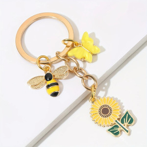 Cute Bee & Sunflower Keychain | Unique Gift for Nature Lovers