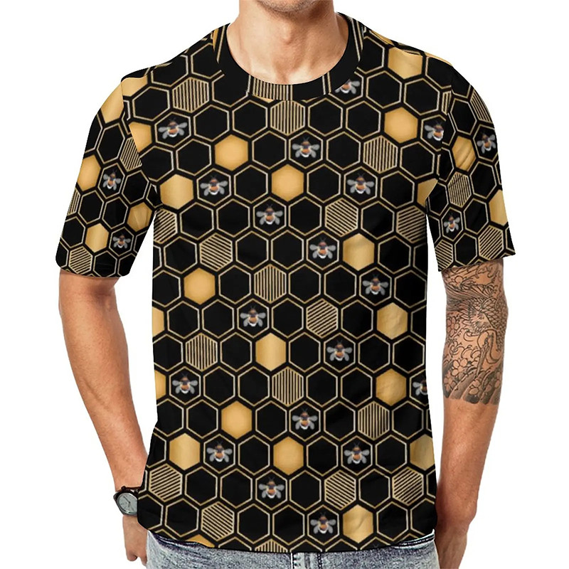 Geometric Hive Bee T-Shirt | Unique Modern Bee Graphic Tee