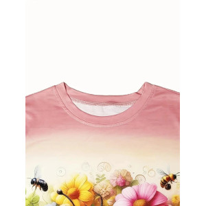 Cute Bee T-Shirt for Women | Honey & Flowers Graphic Tee