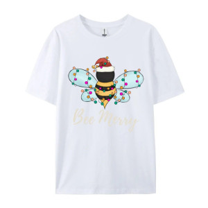 Cute Bee Merry Christmas T-Shirt for Women | Funny Bee Tee