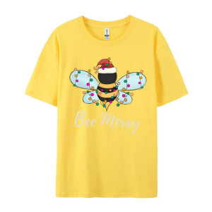 Cute Bee Merry Christmas T-Shirt for Women | Funny Bee Tee