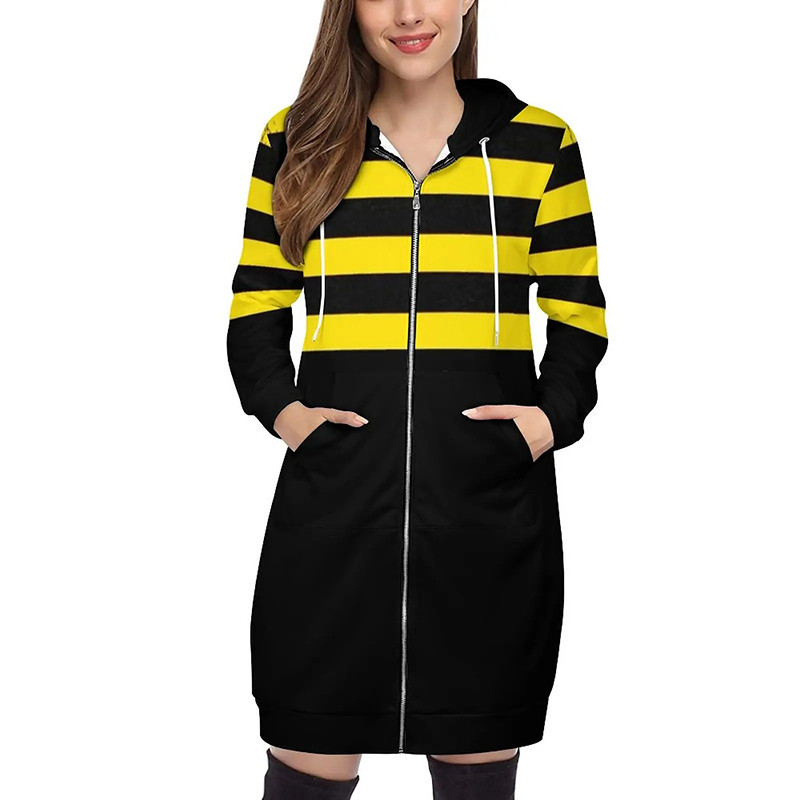 Women's "Buzz Stripes" Bee Hoodie | Unique Long Sweatshirt