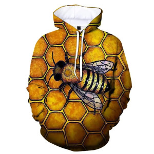 Cute Bee Hoodie "Majestic Pollinator" | 3D Graphic Sweatshirt