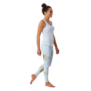 Cute Golden Bee Leggings | Pastel Sky Yoga Pants for Women