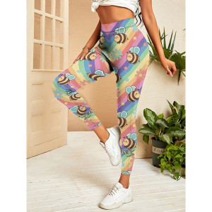 Happy Bee Rainbow Leggings – Cute & Comfortable Yoga Pants