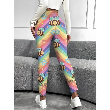 Happy Bee Rainbow Leggings – Cute & Comfortable Yoga Pants