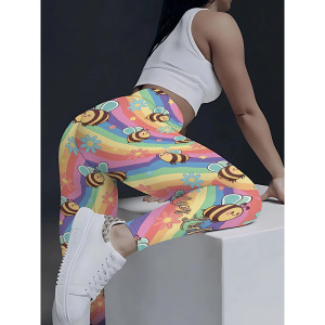 Happy Bee Rainbow Leggings – Cute & Comfortable Yoga Pants