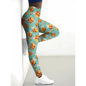 Cute Bee Leggings "Happy Foragers" | Unique Gift for Women