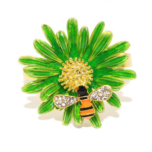Cute Bee & Flower Napkin Rings | Unique Gift Idea | Set of 4